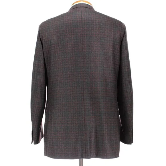 Ermenegildo Zegna Sport Coat Size 54L 44L US in Black & Red Plaid 100% Wool